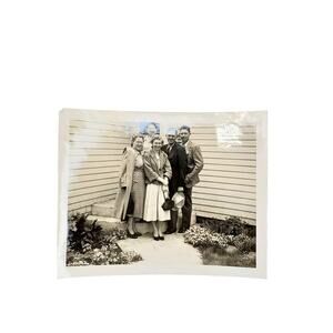 Vtg Family Posing in Front of House Original Monochrome Photography Found
